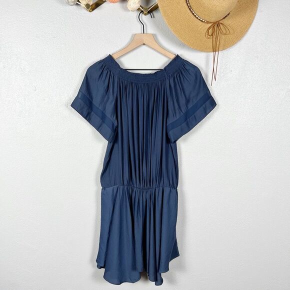 Ramy Brook Off-The-Shoulder Jessica Navy Blue Mini Dress Size Small - Picture 4 of 8